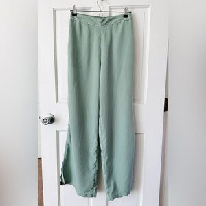 Jason Wu Green Wide Leg Pull-on Track Pants Side Stripe Split Hem Size S